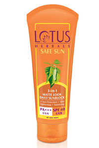 Buy Lotus Herbals Safe Sun 3 In 1 Matte-Look  Daily Sunblock Pa+++ Spf-40  (100 g)