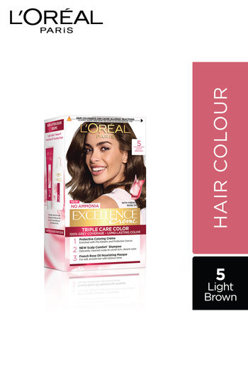 Buy L'Oreal Paris Excellence Creme Hair Color, 5 Light Brown/Natural Brown  - 72 ml + 100 g at  online | Beauty online
