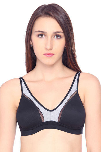 Buy Lovable Low Impact Cotton Sports Bra- Black at Rs.350 online