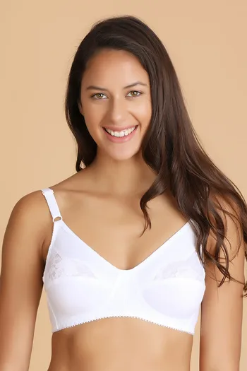 Lovable Single Layered Wirefree Full Coverage Bra- White
