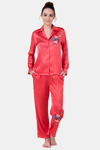 Buy Adorenite Satin Pyjama Set Coral at Rs.4799 online