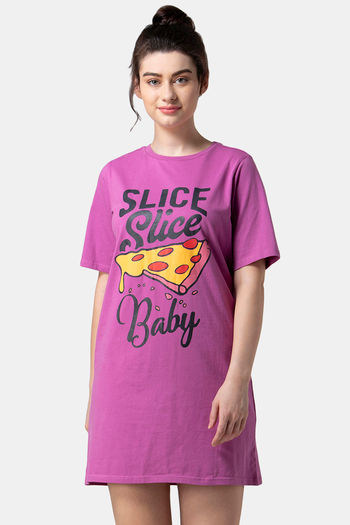 Adorenite Cotton Sleep T-Shirt Purple
