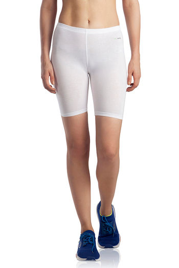 Buy Lavos Bamboo Cotton High Rise Full Coverage Layering Shorts - White