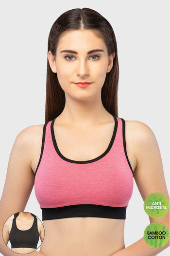 Buy Amante Black Non-Padded Non-Wired Reversible Sports Bra online