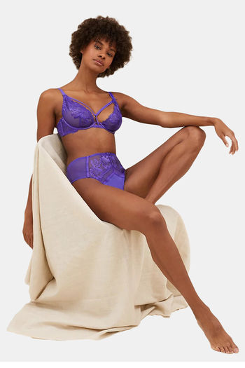 Buy Marks & Spencer Padded Wired Full Coverage Lace Bra -Purple at