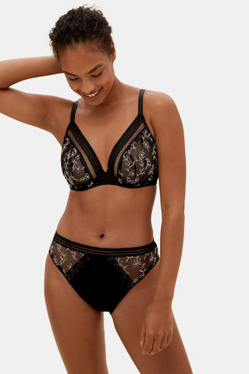 Buy Marks & Spencer Lightly Lined Wired Full Coverage Lace Bra -Black Mix  at Rs.1099 online