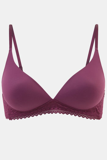 Marks & Spencer Padded Non Wired Full Coverage Lace Bra - Medium Mulberry