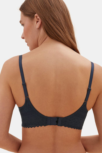 Buy Marks & Spencer Padded Non-Wired Full Coverage Lace Bra - Grey Blue at  Rs.1150 online