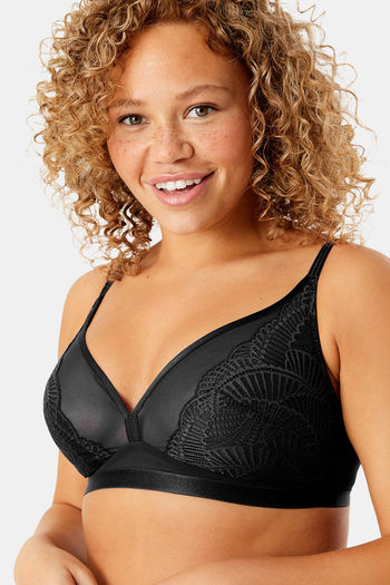 Marks & Spencer Padded Non Wired Full Coverage Lace Bra - Black
