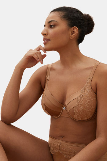 Buy Marks & Spencer Padded Wired Full Coverage Lace Bra - Rich Amber at  Rs.1200 online