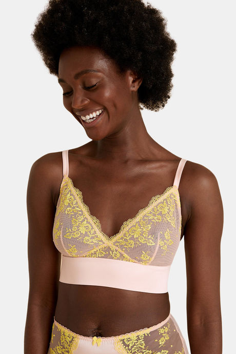Marks & Spencer Padded Non Wired Full Coverage Lace Bra - Light Green