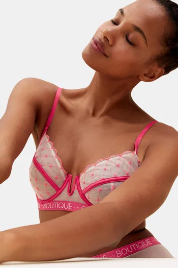 Buy Marks & Spencer Lightly Lined Wired Full Coverage Lace Bra - Pink Mix  at Rs.1150 online
