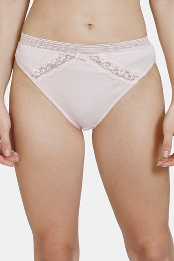 Buy Marks & Spencer High Rise Three-Fourth Coverage Hipster Panty - Soft Pink