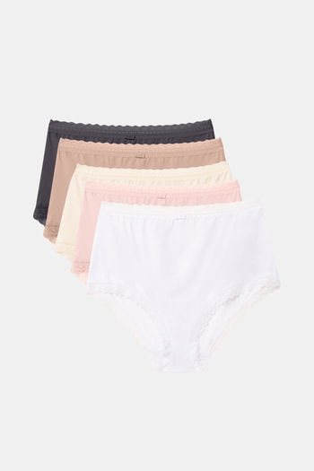 Buy Marks & Spencer High Rise Full Coverage Hipster Panty (Pack of 5) - Assorted