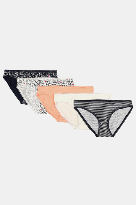 Buy Marks & Spencer Low Rise Three-Fourth Coverage Bikini Panty (Pack of 5)  - Assorted at Rs.549 online