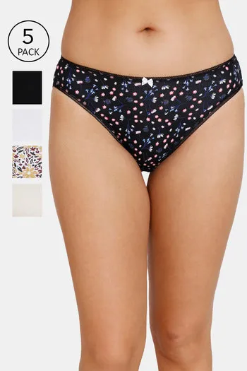Buy Marks & Spencer Low Rise Half Coverage Bikini Panty (Pack of 5) -  Assorted at Rs.549 online