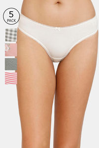 Buy Marks & Spencer Half Coverage Low Rise Bikini Panty (Pack of 5) - Khaki Mix