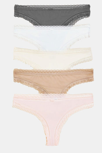 Buy Marks & Spencer Low Rise Half Coverage Thong (Pack of 5) - Assorted at  Rs.899 online