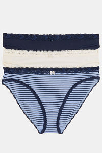Buy Marks & Spencer 3/4th Coverage Low Rise Hipster Panty (Pack of 3) - Navy Mix