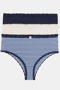 Buy Marks & Spencer 3/4th Coverage High Rise Bikini Panty (Pack of 3) - Navy Mix
