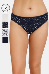 Buy Marks & Spencer 3/4th Coverage Mid Rise Hipster Panty (Pack of 5) - Navy Mix