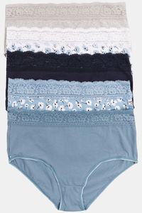 Buy Marks & Spencer Full Coverage High Rise Hipster Panty (Pack of 5) - Blue Mix
