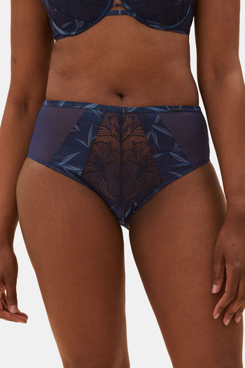 Buy Marks & Spencer High Rise Half Coverage Hipster Panty - Navy Mix