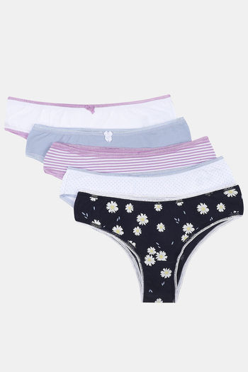 Buy Marks & Spencer Medium Rise Full Coverage Hipster Panty (Pack of 5) - Lilac Mix      