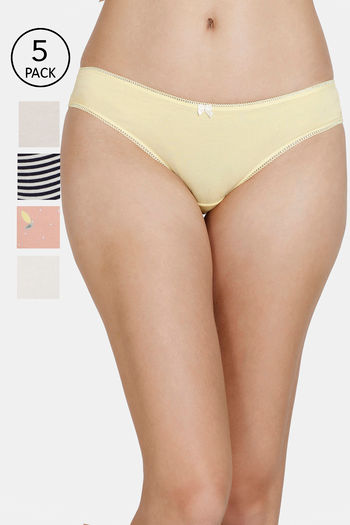 Buy Marks & Spencer Medium Rise Full Coverage Thong (Pack of 5) - Assorted  at Rs.999 online