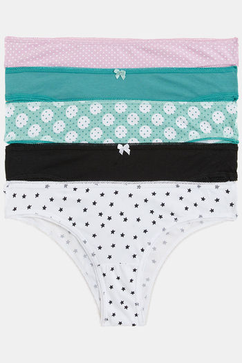 Buy Marks & Spencer Low Rise Three-Fourth Coverage Thong (Pack of 5) - Assorted