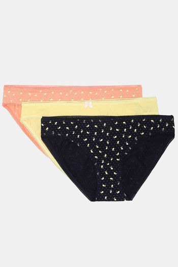 Buy Marks & Spencer Low Rise Three-Fourth Coverage Bikini Panty (Pack of 3) - Assorted