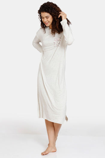 Buy Marks & Spencer Cotton Mid Length Nightdress - Oatmeal Mix