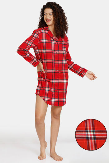 Buy Marks & Spencer Women'S Checked Family Nightshirt - Red Mix
