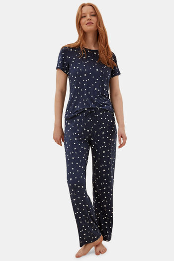 Buy Marks & Spencer Polyester Pyjama Set - Navy Mix