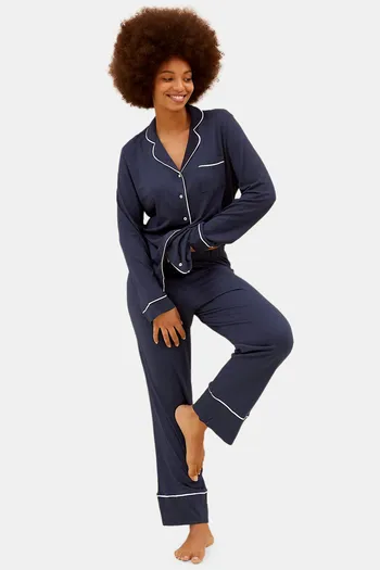 Buy Marks & Spencer Cotton Pyajama Set - Navy Mix