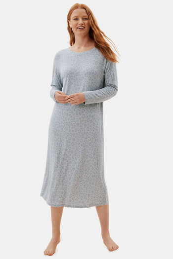 Buy Marks & Spencer Polyester Mid Length Nightdress - Grey