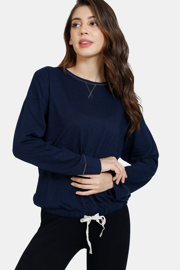 Buy Marks & Spencer Star Embroidery Cotton Top - Navy