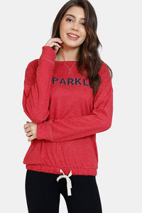Buy Marks & Spencer Cotton Sparkle Slogan Pyjama Top - Red