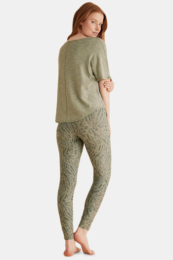 Buy Marks & Spencer Cotton Lounge Pants - Green Khaki at Rs.1374 online