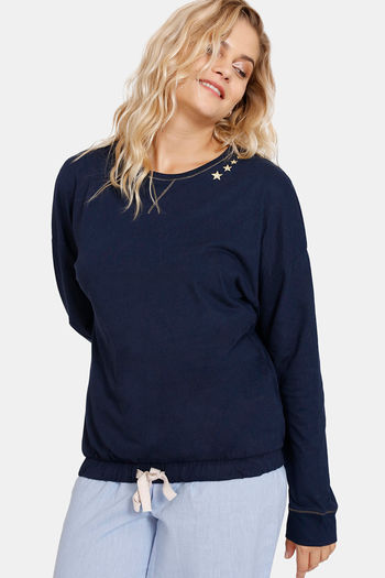 Buy Marks & Spencer Cotton Lounge Top - Blue Navy