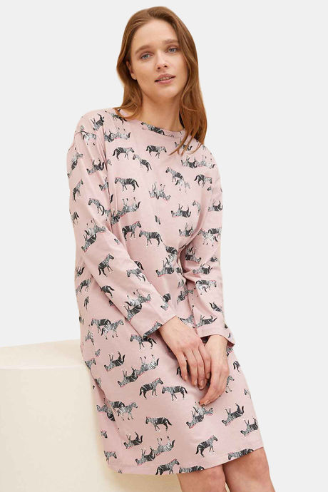 Marks & Spencer Cotton Mid Length Nightdress - Pink Rose