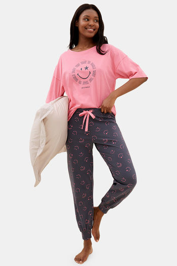 Buy Marks & Spencer Cotton Pyjama Set - Pink Candy