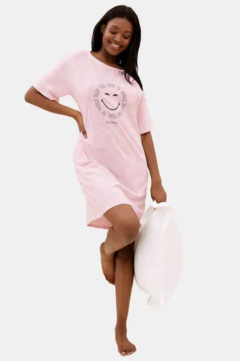 Buy Marks & Spencer Cotton Sleep Nightdress - Pink Pink