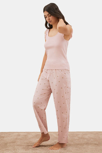 Buy Marks & Spencer Cotton Lounge Pants - Pink Mix