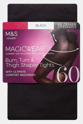Buy Black 60 Denier Bum, Tum And Thigh Shaping Tights from the