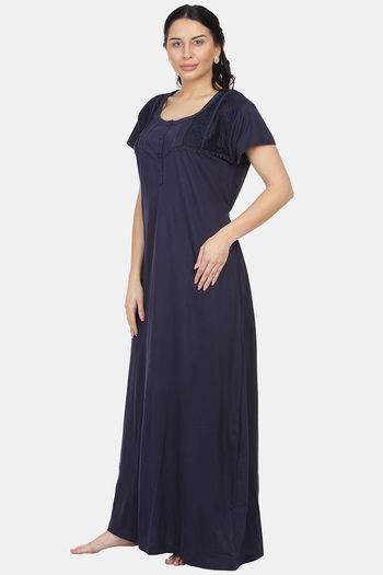 Honeydew Knit Cotton Loungewear Dress Navy Blue