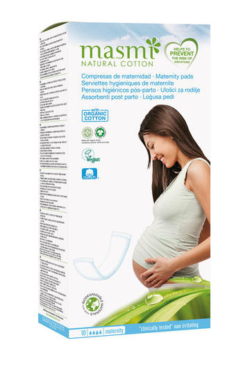 Maternity Pads with Organic Cotton Cover, 10 Pads