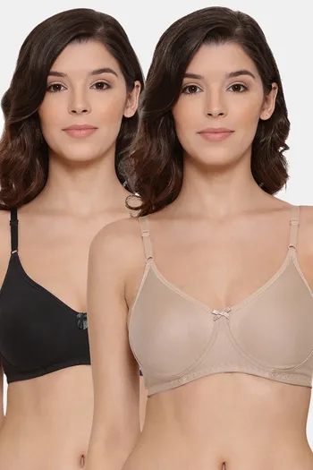 Buy Lyra Single Layered Non-Wired 3/4Th Coverage T-Shirt Bra (Pack of 2) -  Black Skin at Rs.598 online