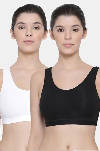 Buy Lyra Padded Non-Wired Full Coverage Cami Bra (Pack of 2) - White Black  at Rs.938 online