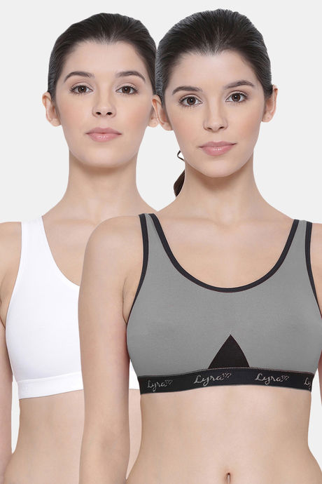 Buy Lyra Padded Non-Wired Full Coverage Cami Bra (Pack of 2) - White Skin  at Rs.938 online